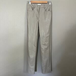 ARITZIA Melina Vegan Leather Pant in Grey/Beige Size 2 casual fall straight leg